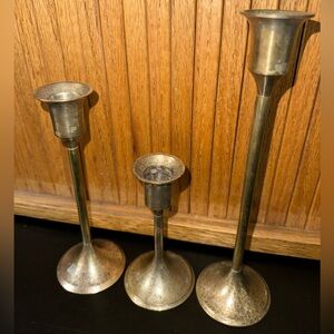 International Silver Co Brass Silver Coated Candlesticks